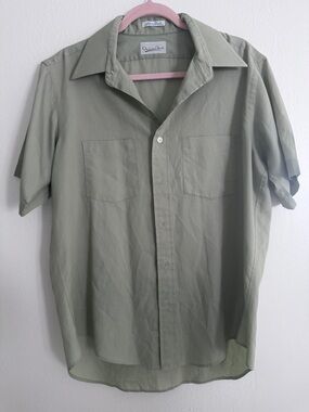 Oscar de la Renta Short-Sleeve Button-Down Shirt — Sage Green